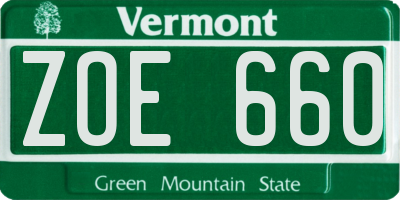 VT license plate ZOE660