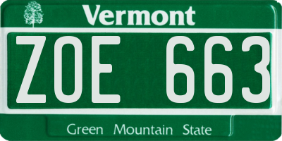 VT license plate ZOE663