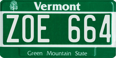 VT license plate ZOE664