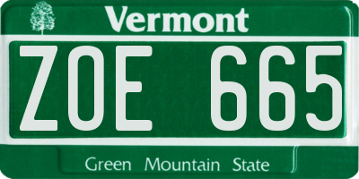 VT license plate ZOE665