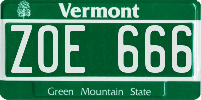 VT license plate ZOE666