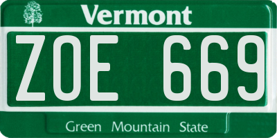 VT license plate ZOE669
