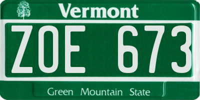 VT license plate ZOE673