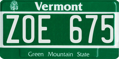 VT license plate ZOE675
