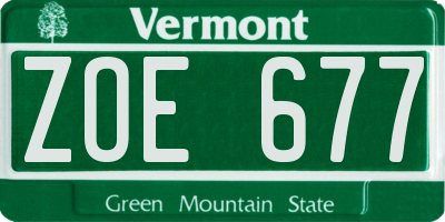 VT license plate ZOE677
