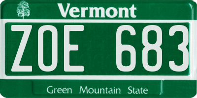 VT license plate ZOE683