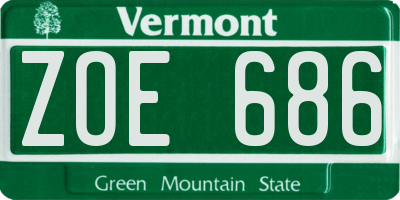 VT license plate ZOE686