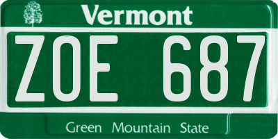 VT license plate ZOE687