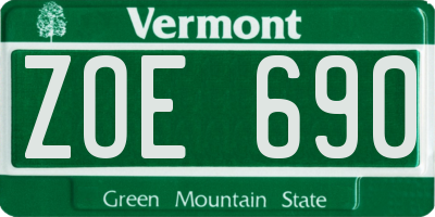 VT license plate ZOE690