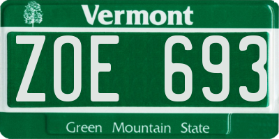 VT license plate ZOE693