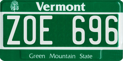 VT license plate ZOE696
