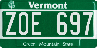 VT license plate ZOE697