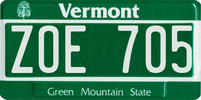 VT license plate ZOE705
