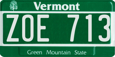 VT license plate ZOE713