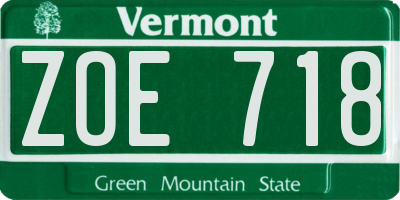 VT license plate ZOE718
