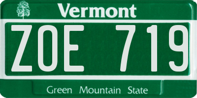 VT license plate ZOE719