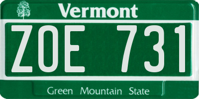 VT license plate ZOE731