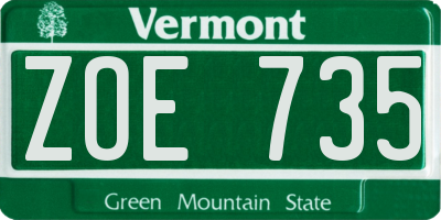 VT license plate ZOE735