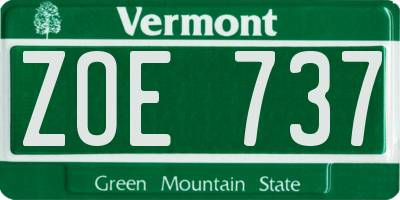VT license plate ZOE737
