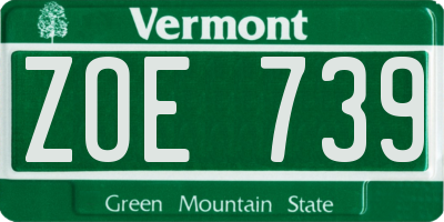 VT license plate ZOE739