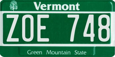 VT license plate ZOE748