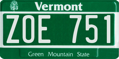 VT license plate ZOE751