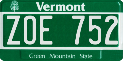 VT license plate ZOE752