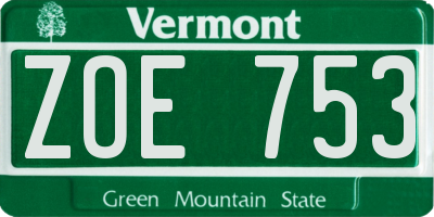 VT license plate ZOE753