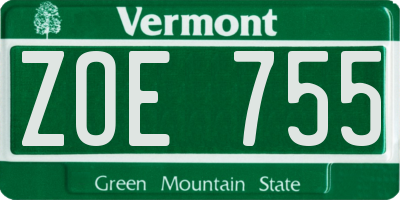 VT license plate ZOE755