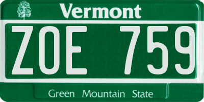 VT license plate ZOE759