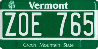 VT license plate ZOE765