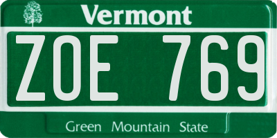VT license plate ZOE769