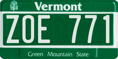 VT license plate ZOE771