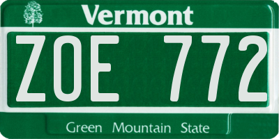 VT license plate ZOE772
