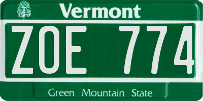 VT license plate ZOE774
