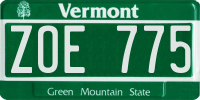 VT license plate ZOE775