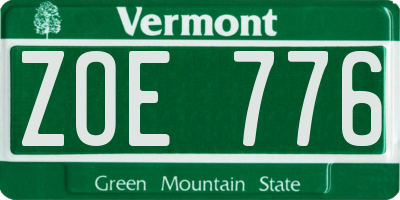 VT license plate ZOE776