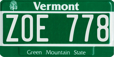 VT license plate ZOE778
