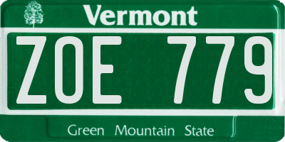 VT license plate ZOE779