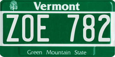 VT license plate ZOE782