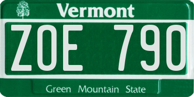 VT license plate ZOE790