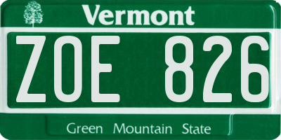 VT license plate ZOE826