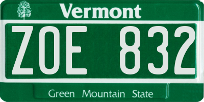 VT license plate ZOE832
