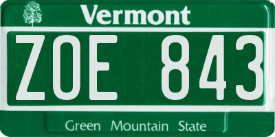 VT license plate ZOE843