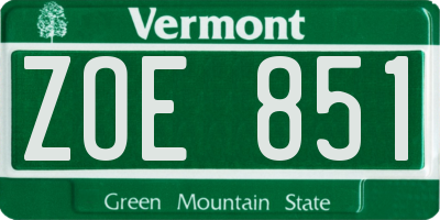 VT license plate ZOE851