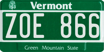 VT license plate ZOE866