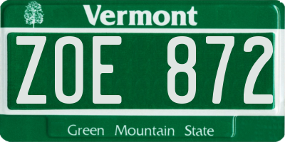 VT license plate ZOE872