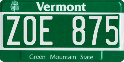 VT license plate ZOE875