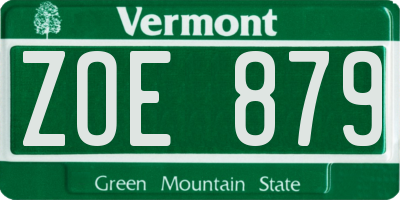 VT license plate ZOE879