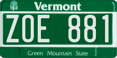 VT license plate ZOE881